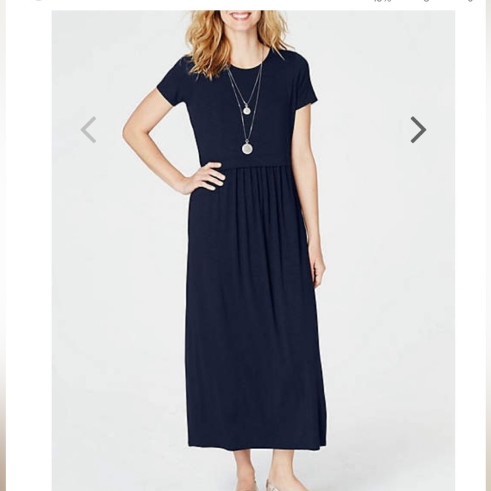 J JILL Scoop Neck Midi T Shirt Dress Blue